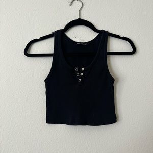 Zara Black Henley Tank